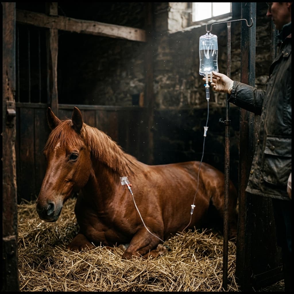 Cavalo em atendimento de emergência
